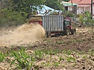 Epandage de bagasse comme fertilisant dans les champs